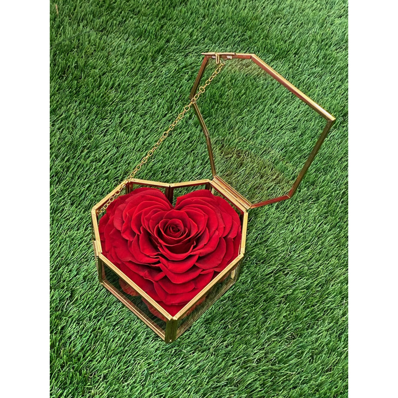 COFFRET ROSE ORIGAMI EN VERRE