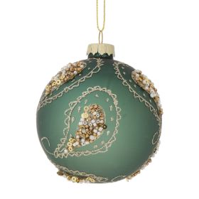 BOULE DE NOËL VERT ET OR BOITE DE 6