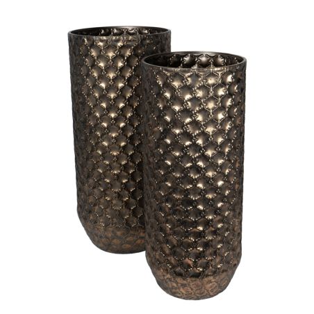 2 VASES BRONZE METALLO