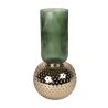 VASE BOULE VERT ET OR EN VERRE