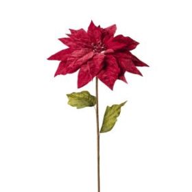 TIGE DE POINSETTIA VELOURS ROUGE