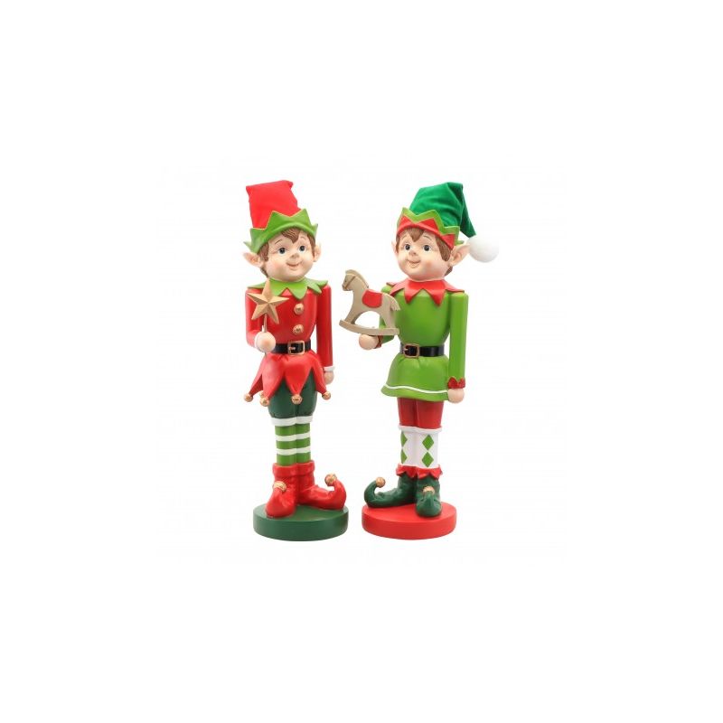 LOT DE 2 LUTINS RESINE ROUGE ET VERT