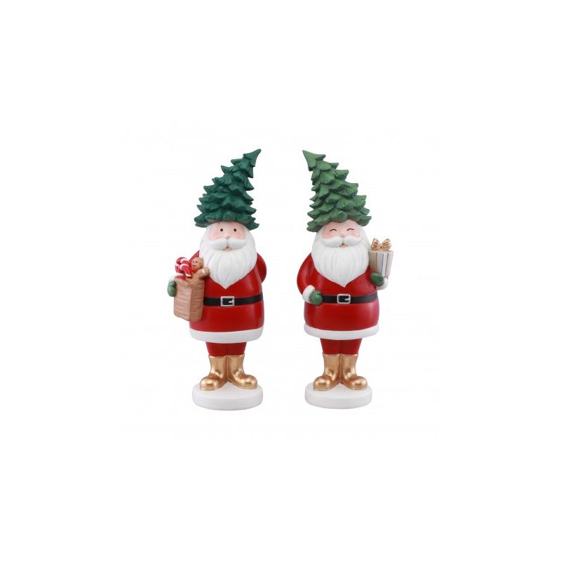 LOT 2 PERES NOEL RESINE CHAPEAU SAPIN